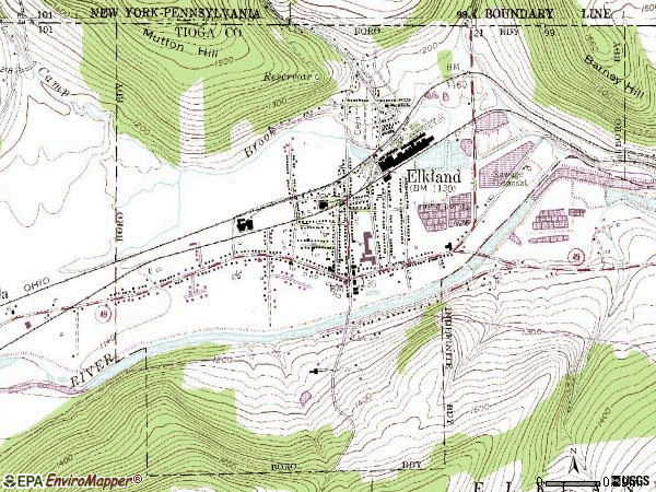 Zip code 16920 topographic map
