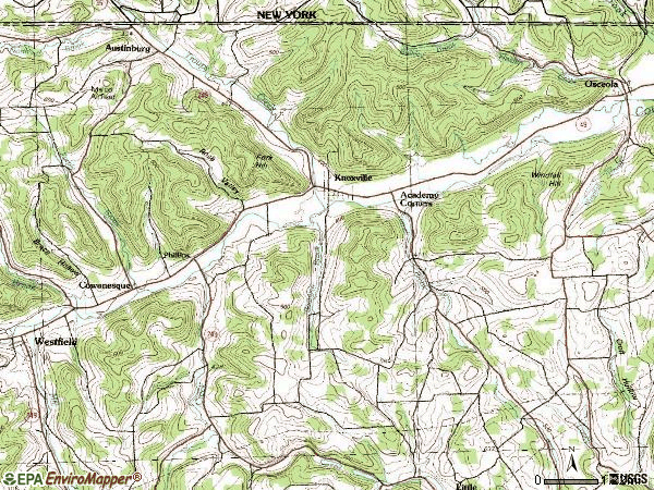 Zip code 16928 topographic map