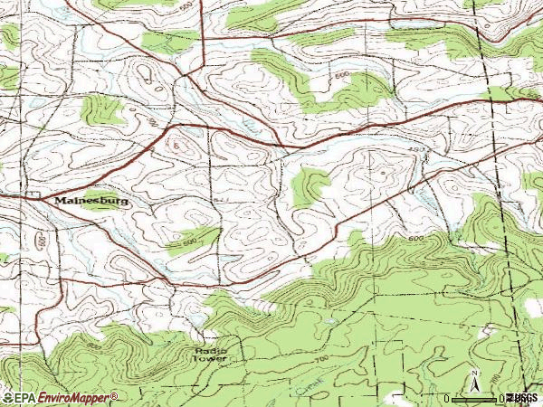 Zip code 16932 topographic map