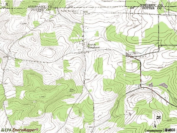 Zip code 16941 topographic map