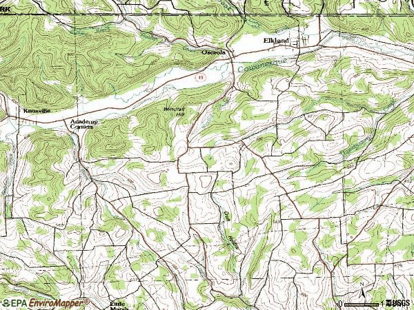 Zip code 16942 topographic map