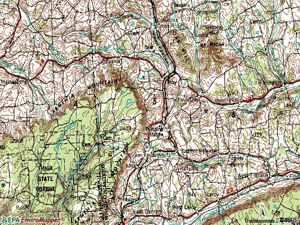 Zip code 16947 topographic map