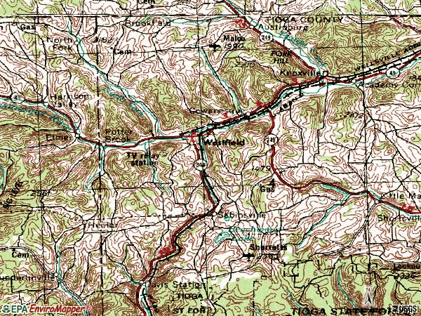 Zip code 16950 topographic map