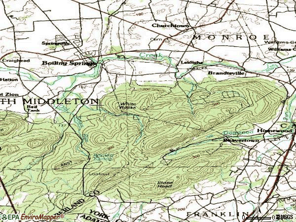 Zip code 17007 topographic map