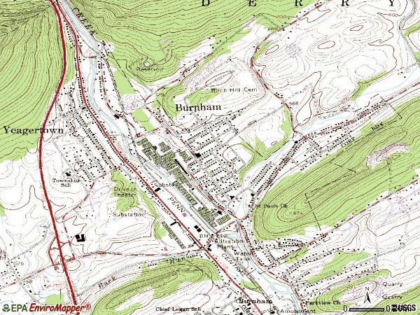 Zip code 17009 topographic map