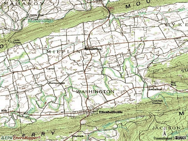 Zip code 17023 topographic map