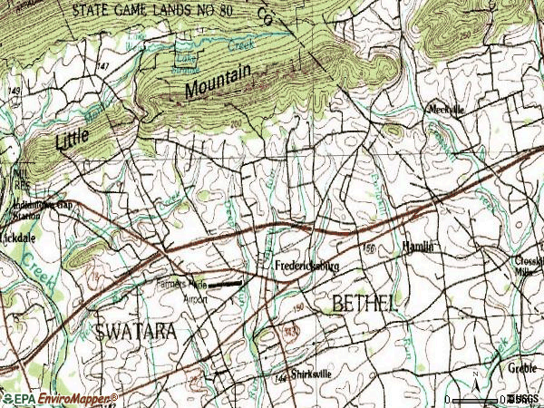 Zip code 17026 topographic map