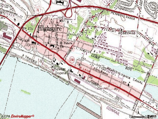 Zip code 17034 topographic map