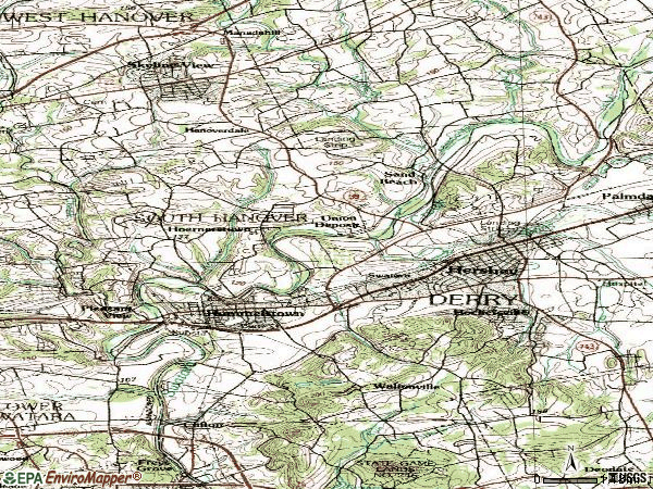 Zip code 17036 topographic map