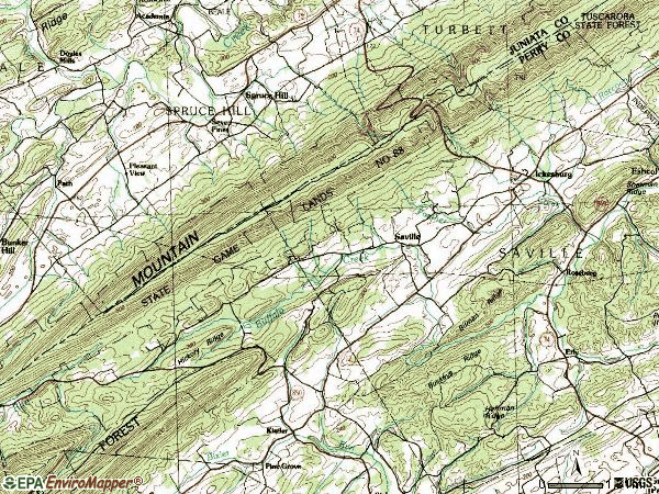 Zip code 17037 topographic map