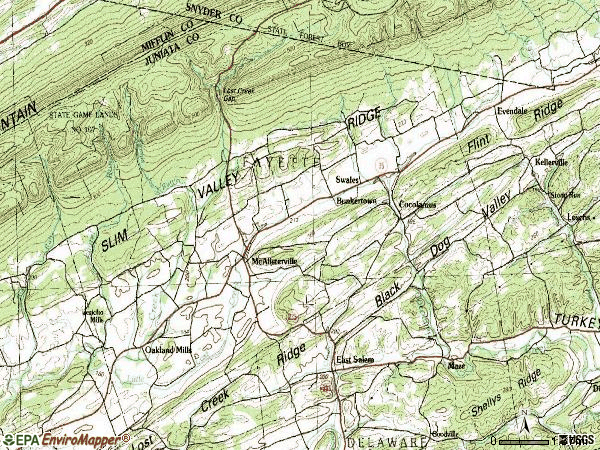 Zip code 17049 topographic map