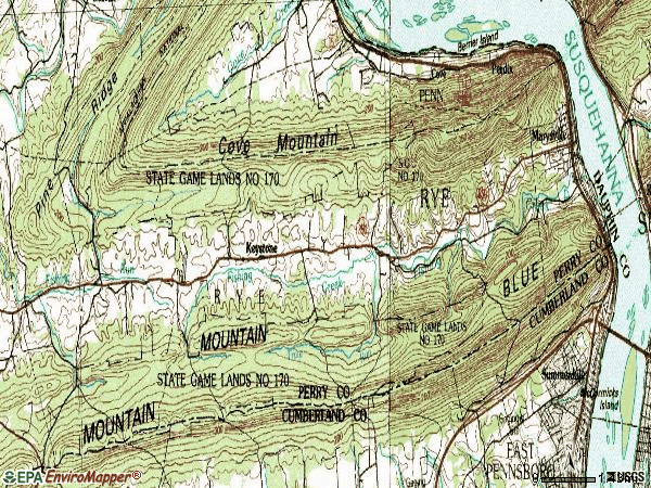 Zip code 17053 topographic map