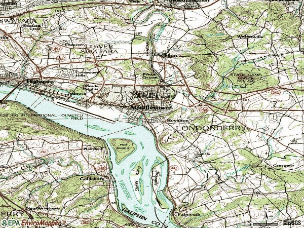 Zip code 17057 topographic map
