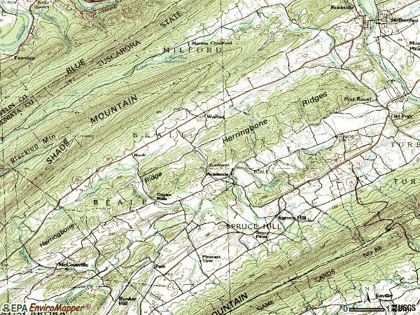 Zip code 17058 topographic map