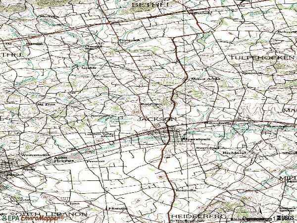 Zip code 17067 topographic map