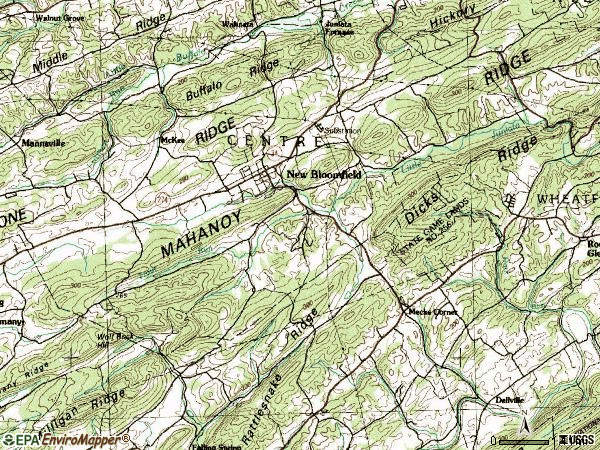 Zip code 17068 topographic map