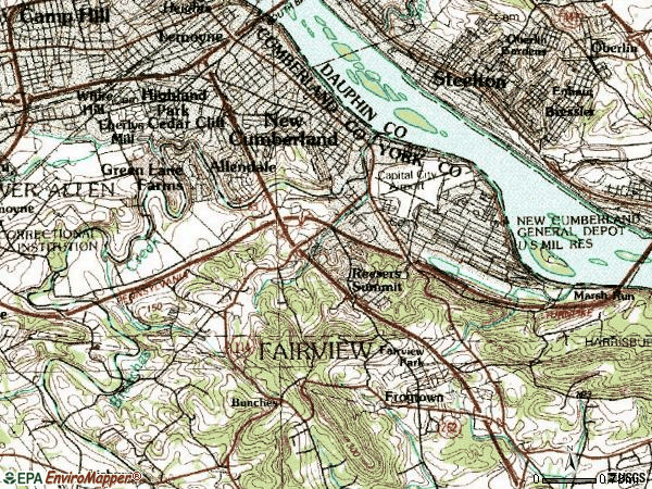 Zip code 17070 topographic map