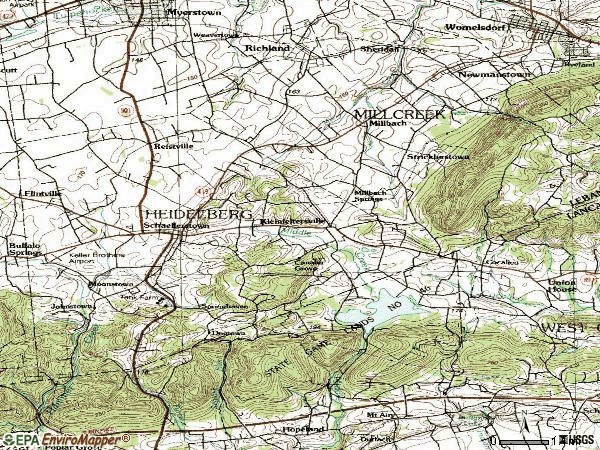 Zip code 17073 topographic map