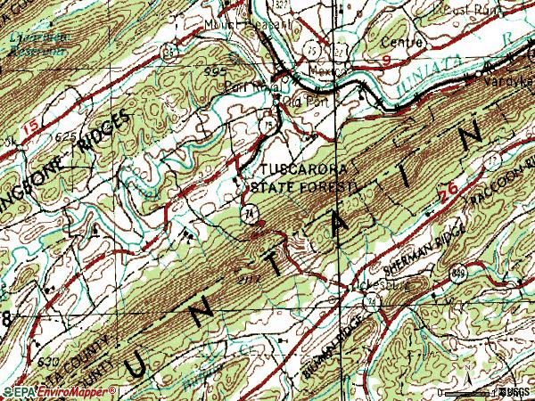 Zip code 17082 topographic map