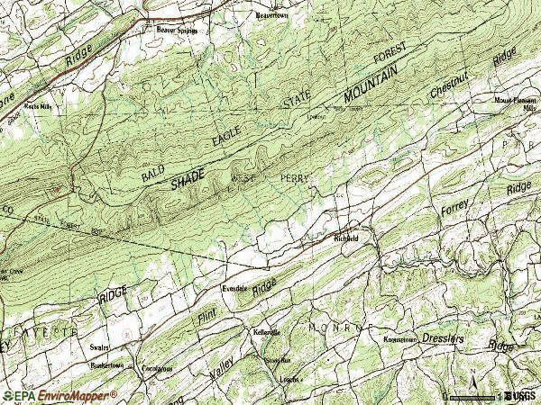 Zip code 17086 topographic map