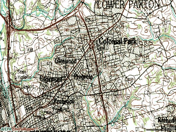 Zip code 17109 topographic map