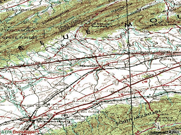 Zip code 17241 topographic map