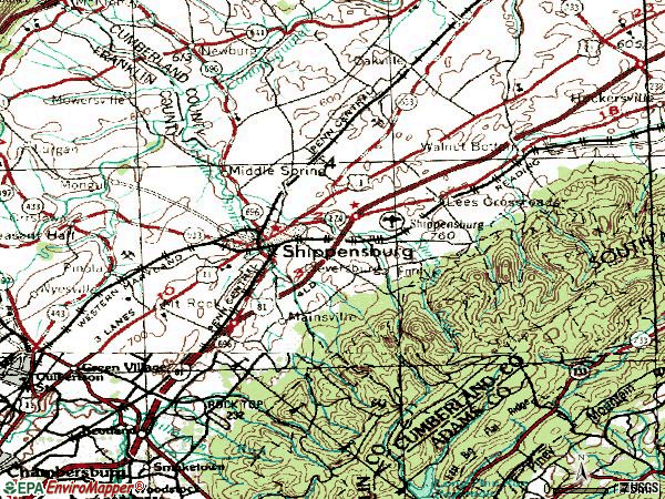 Zip code 17257 topographic map