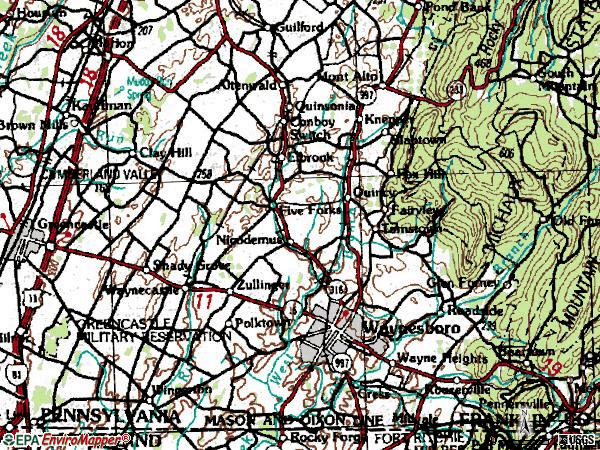 Zip code 17268 topographic map