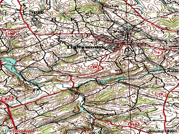 Zip code 17313 topographic map