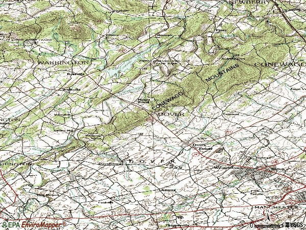 Zip code 17315 topographic map