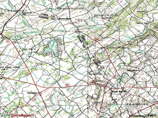 Zip code 17316 topographic map