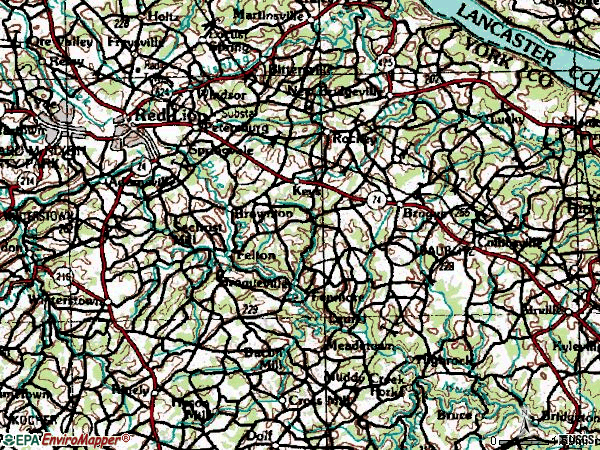 Zip code 17322 topographic map