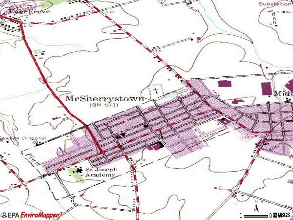 Zip code 17344 topographic map