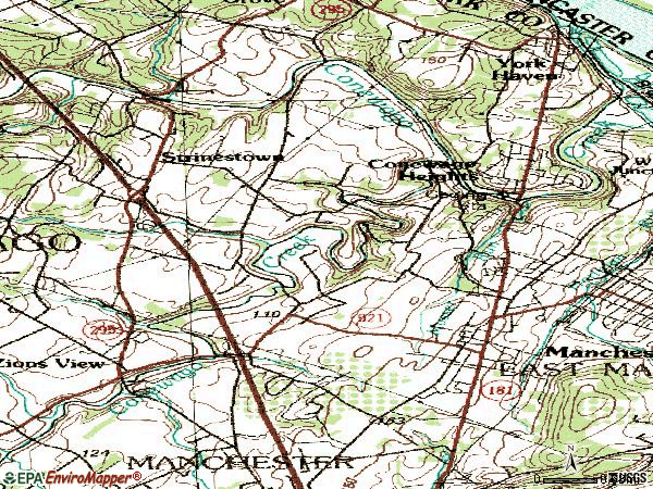 Zip code 17345 topographic map