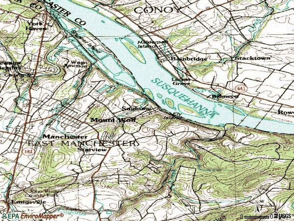 Zip code 17347 topographic map