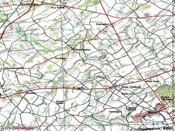 Zip code 17350 topographic map