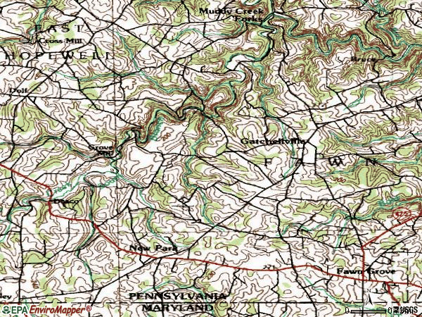 Zip code 17352 topographic map