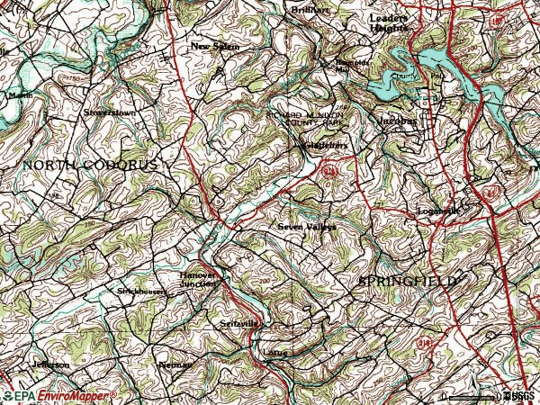 Zip code 17360 topographic map