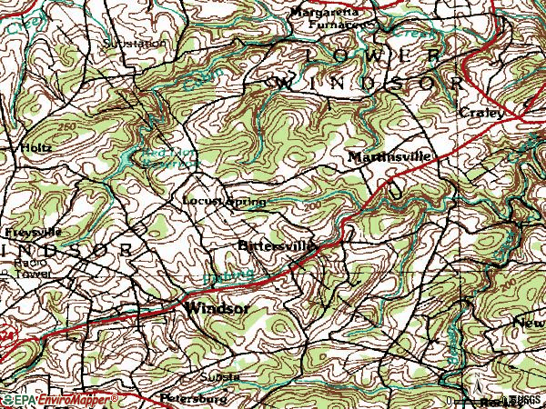 Zip code 17366 topographic map