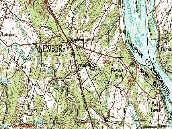 Zip code 17370 topographic map