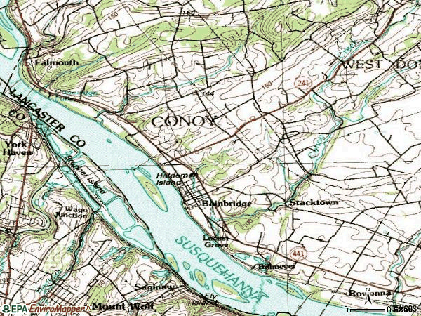 Zip code 17502 topographic map