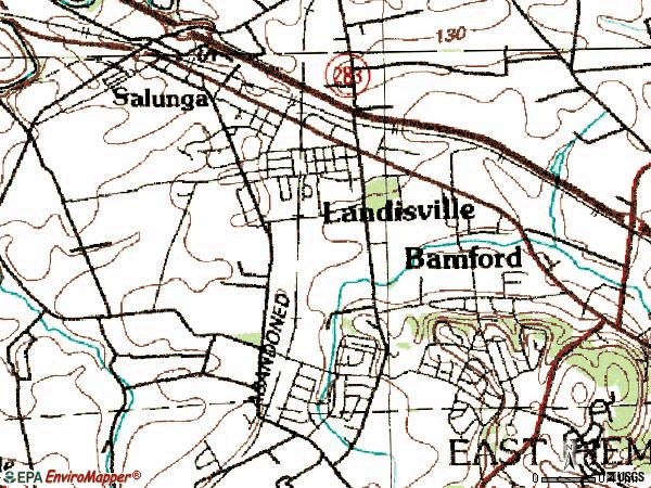 Zip code 17538 topographic map