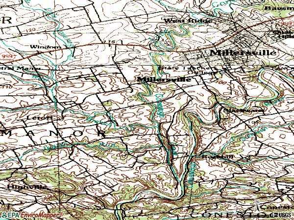 Zip code 17551 topographic map