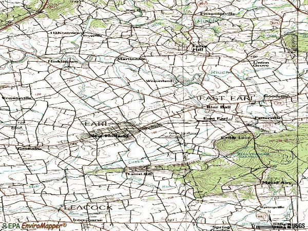 Zip code 17557 topographic map