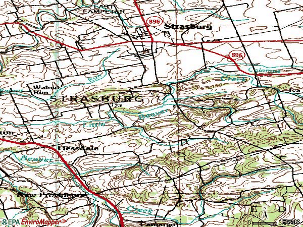 Zip code 17579 topographic map