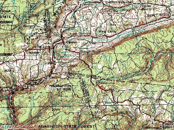 Zip code 17724 topographic map