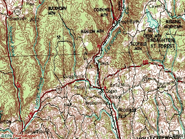 Zip code 17728 topographic map