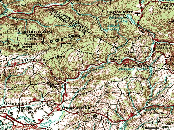 Zip code 17737 topographic map