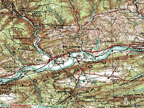 Zip code 17740 topographic map