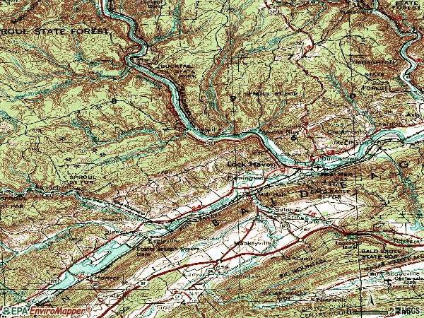 Zip code 17751 topographic map